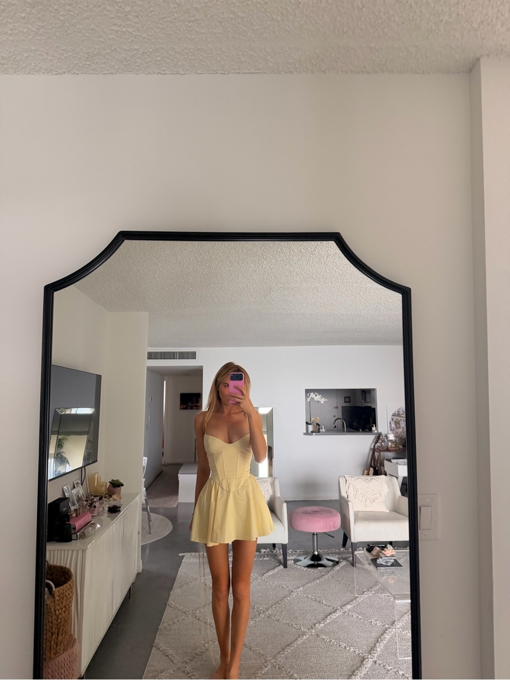 Cream Corset Mini Dress with Flared Skirt